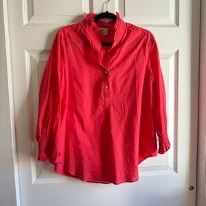 Tuckernuck Coral Ruffle Collar Popover Top | Size L